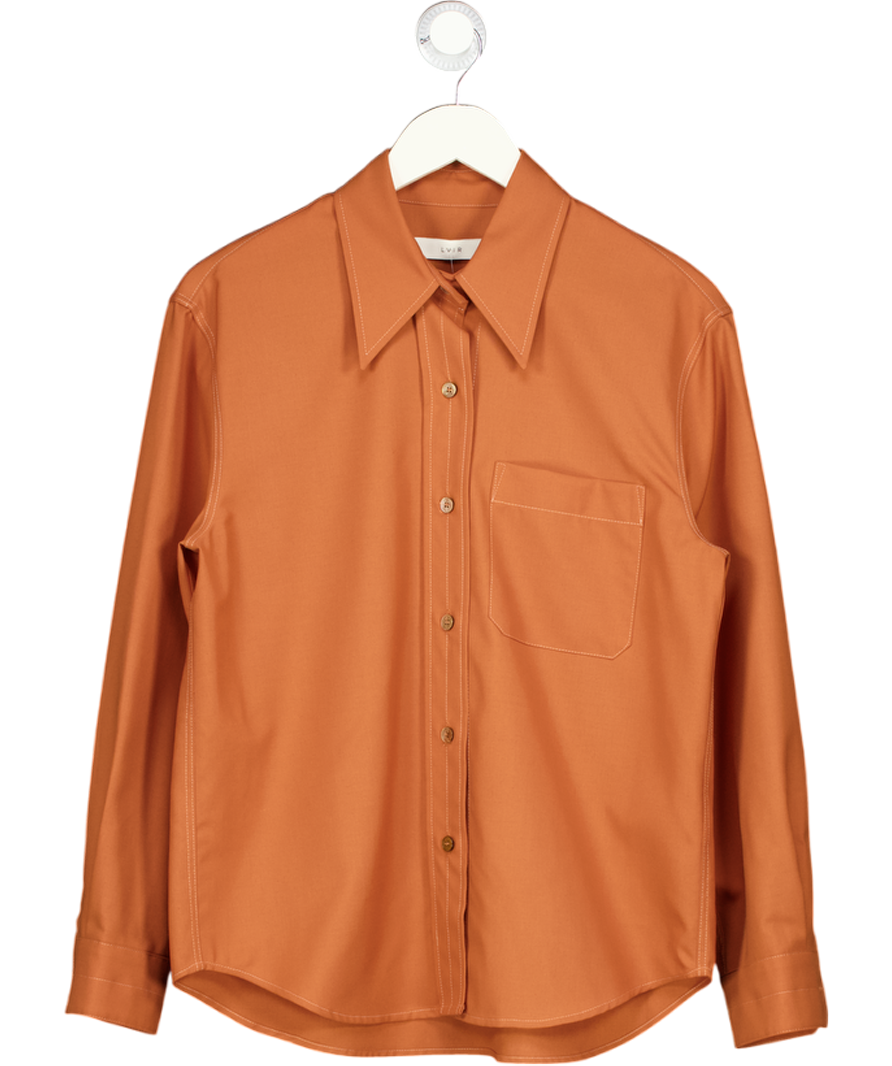 LVIR Rust Brown Wool-blend Oversize Shirt UK S