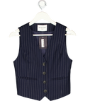 DE SAVARY LONDON Navy Blue Pinstripe Suit Waistcoat UK S/M