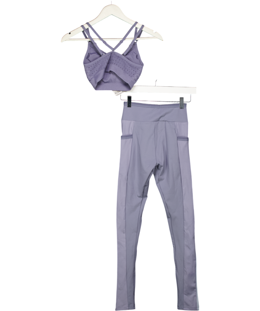 GYMSHARK 2-piece Steel Blue Sports Bra (uk S ) And Logo Leggings Set UK XS