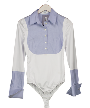 DESIDERATA LONDON White Shirt Front Bodysuit UK M