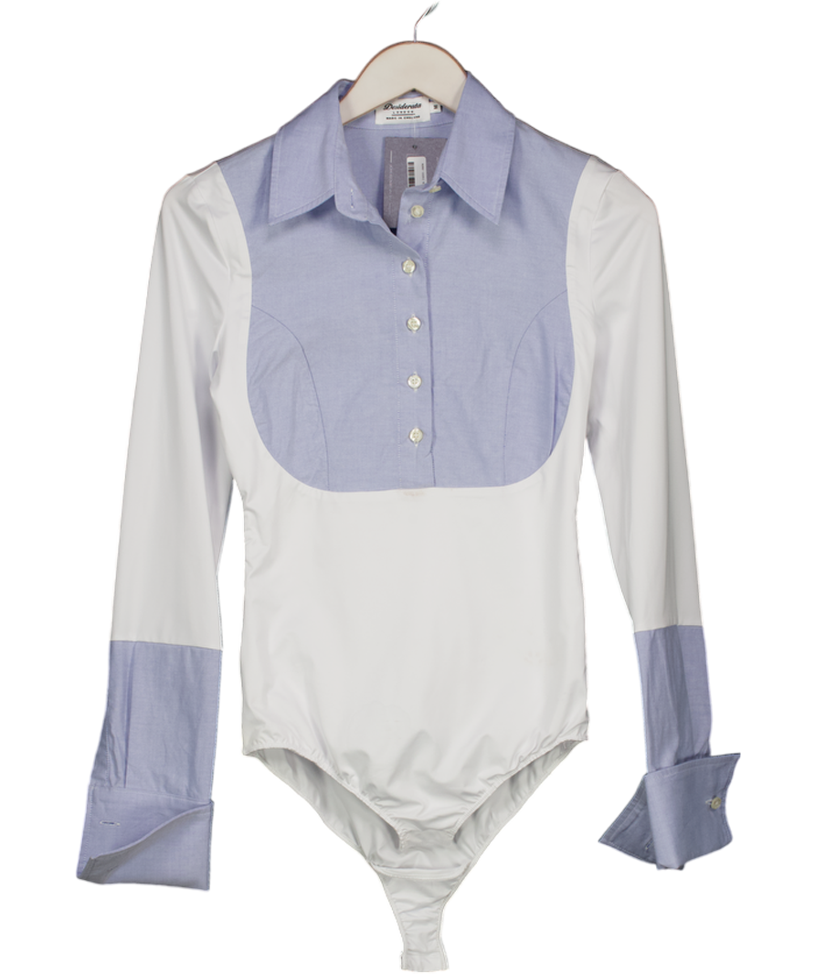 DESIDERATA LONDON White Shirt Front Bodysuit UK M