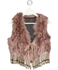 Beige Marabou Feather Beaded Trim Gilet UK S