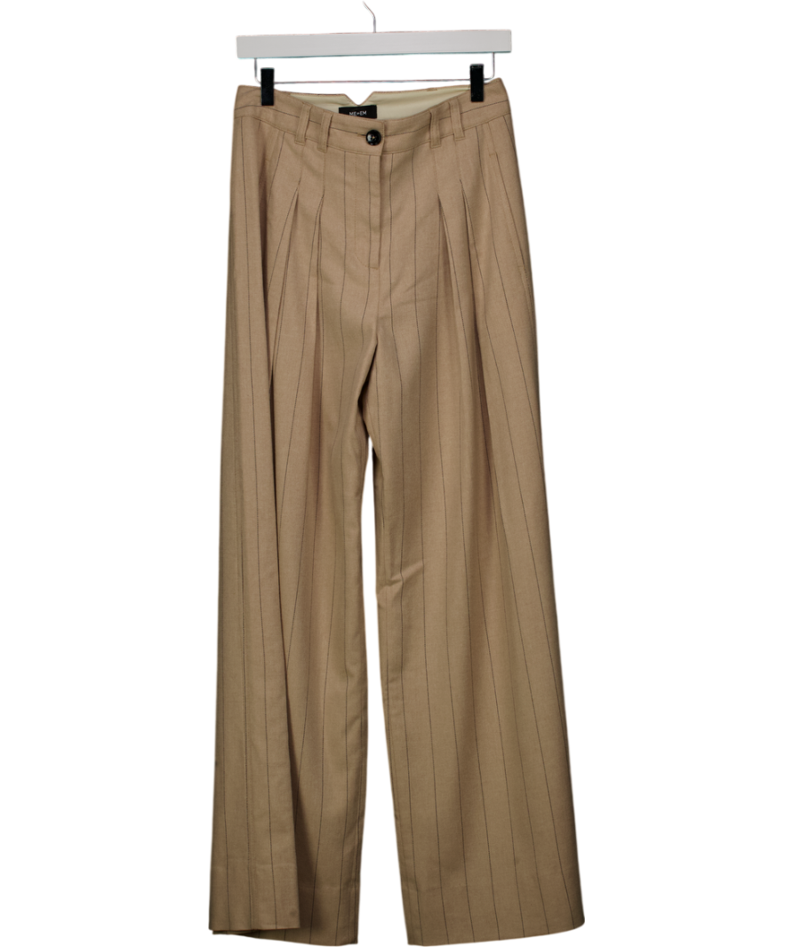 ME + EM Beige Double Pleat Trouser Italian Wool UK 8