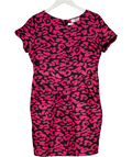 PAUL COSTELLO Pink / Black Leopard Print  Silk Mini Dress - Petite Fit UK 12