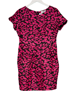 PAUL COSTELLO Pink / Black Leopard Print  Silk Mini Dress - Petite Fit UK 12