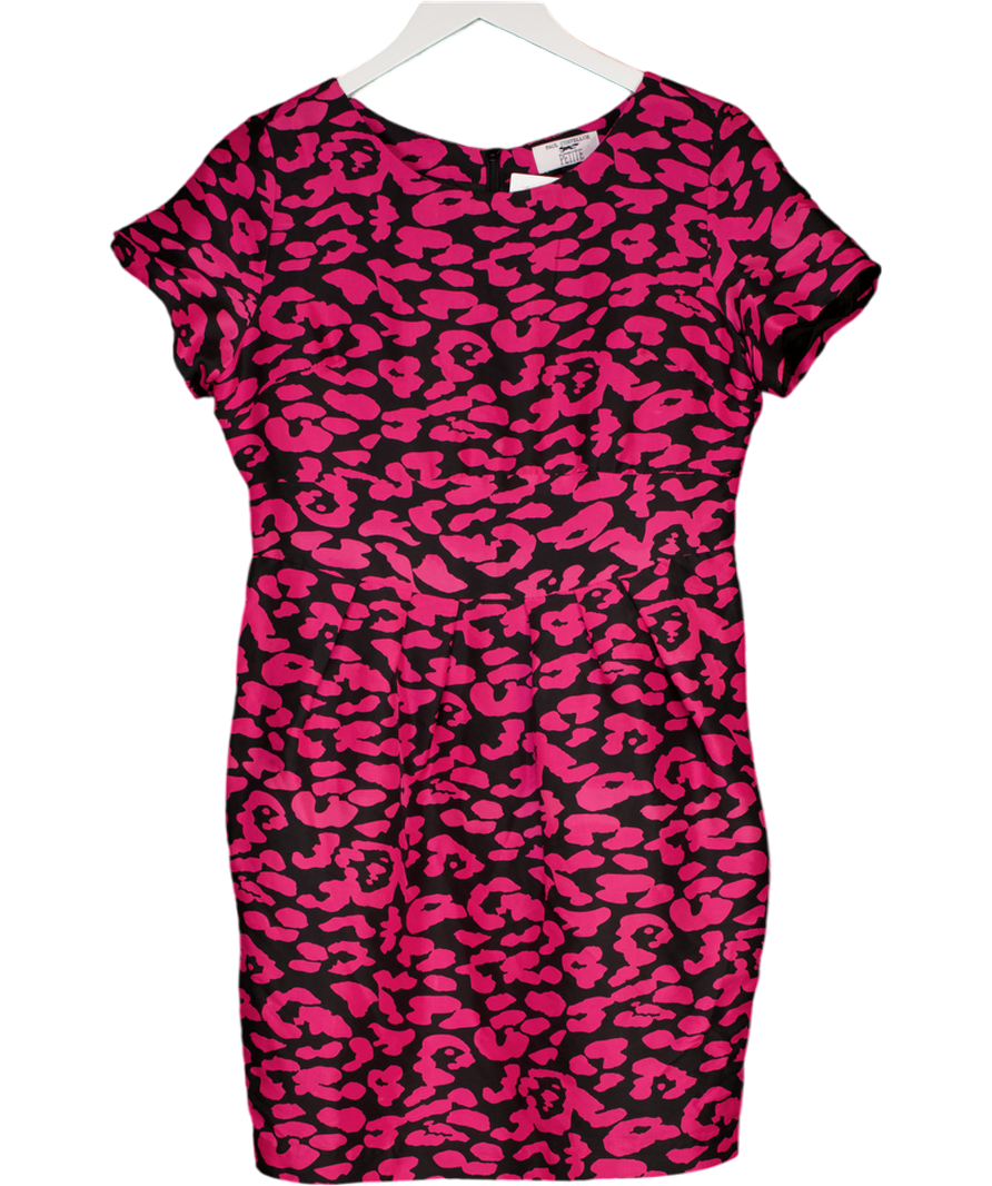 PAUL COSTELLO Pink / Black Leopard Print  Silk Mini Dress - Petite Fit UK 12