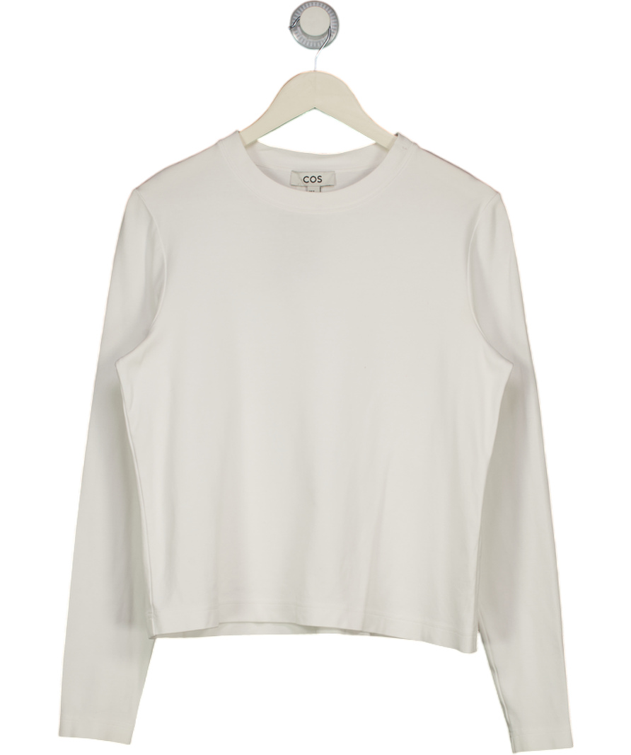 COS White Cotton Long Sleeve T-shirt UK M