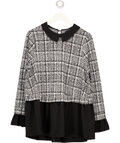 YOURS Black Peplum Hem Check Top With Collar UK 18