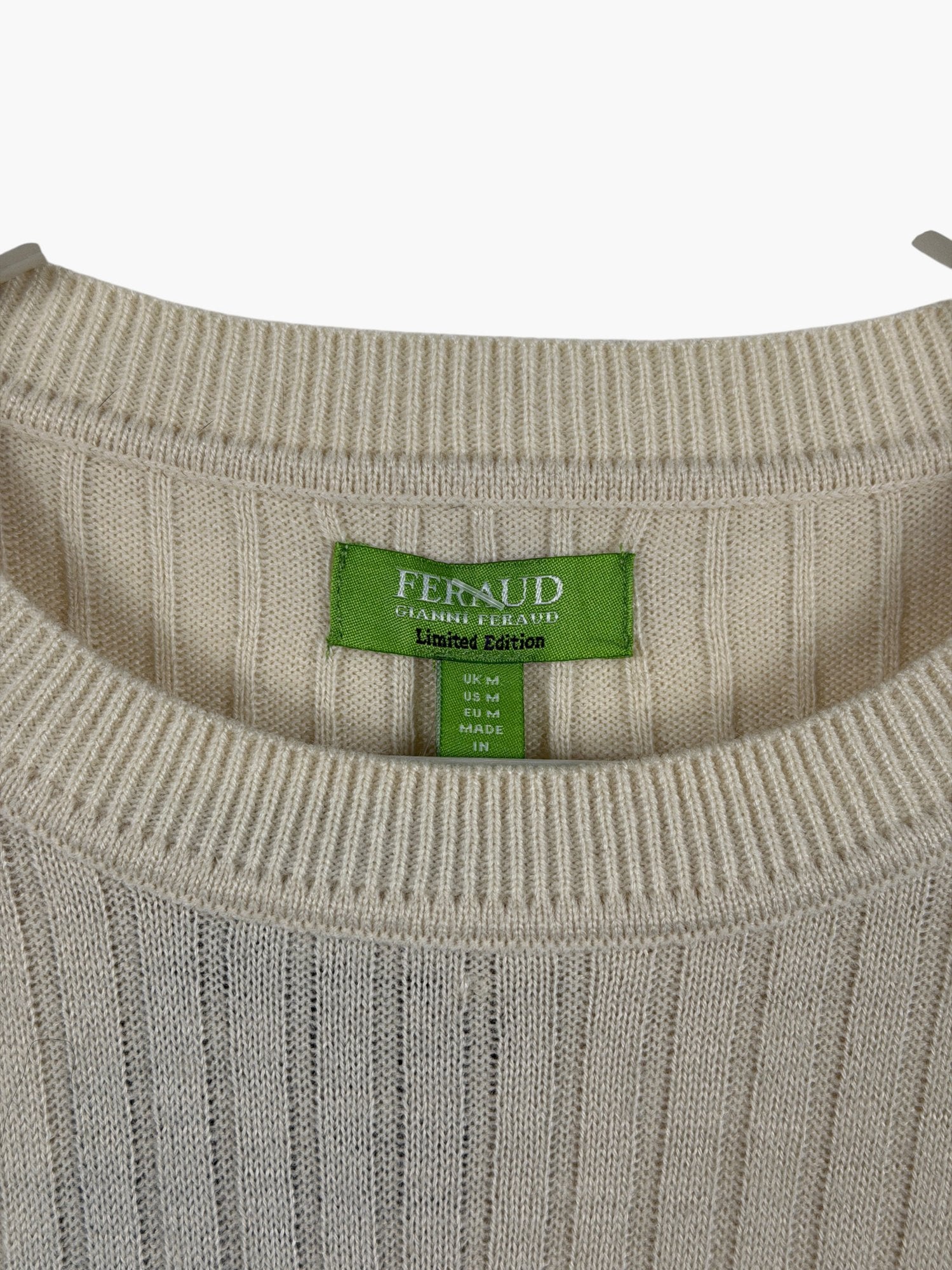 FERAUD Cream Limited Edition Ribbed Sweater UK M