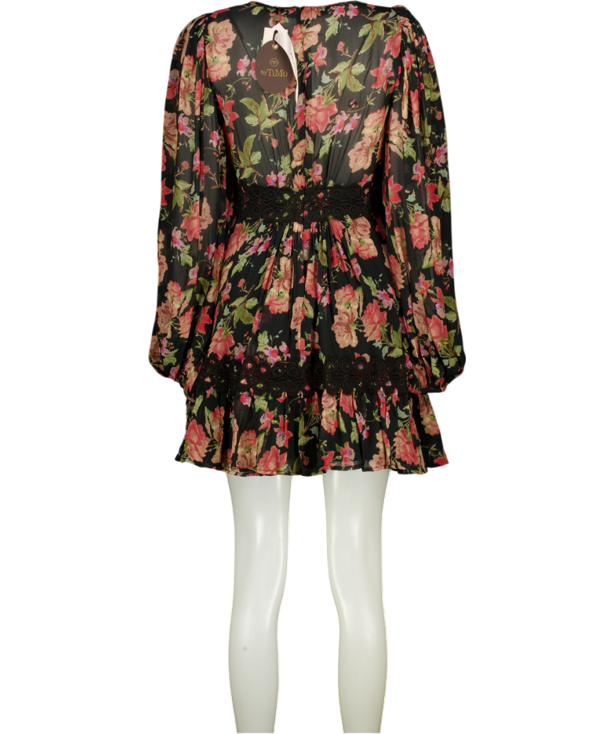 byTIMO Black Georgette Lace Minidress Midnight Blush UK XS