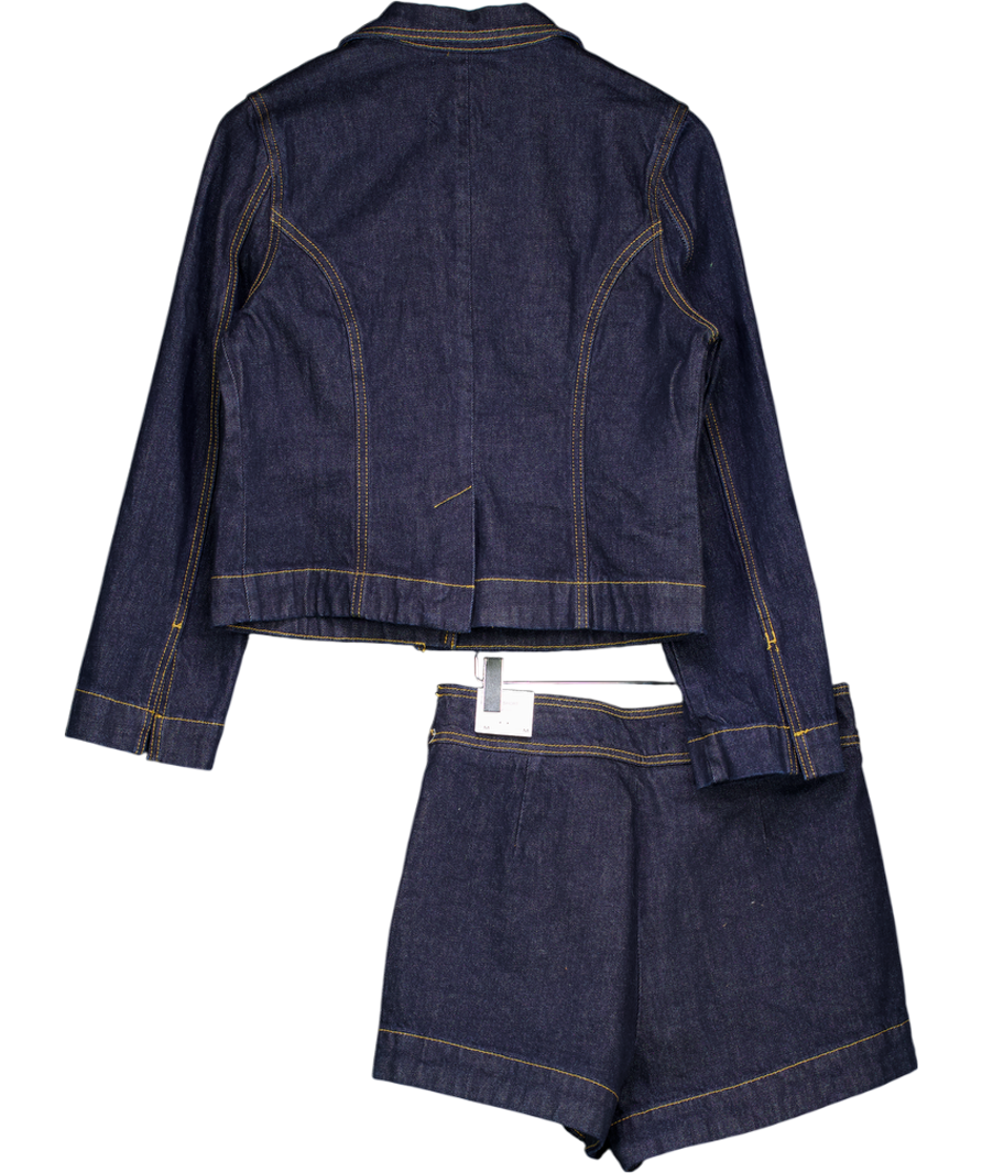MANGO Blue 2-piece Denim Jacket And Shorts Set UK M