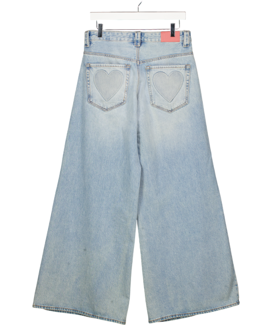 STRADIVARIUS Blue Heart Pocket Detail Wide Leg Jeans UK 10