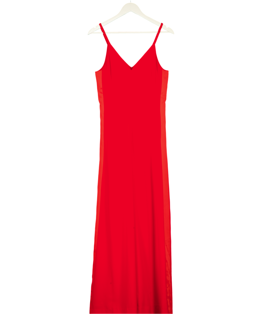 ME + EM Red Wide Leg Jumpsuit Satin Back Crepe UK 8