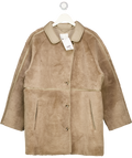H&M Beige Knee Length Faux Leather & Fur Coat UK M