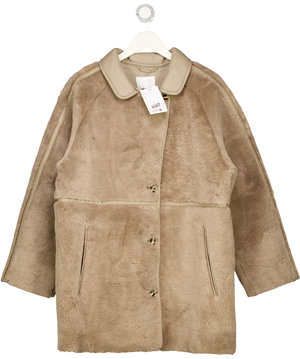 H&M Beige Knee Length Faux Leather & Fur Coat UK M