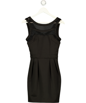 Warehouse Black Scuba Mesh Detail Ini Dress UK 8