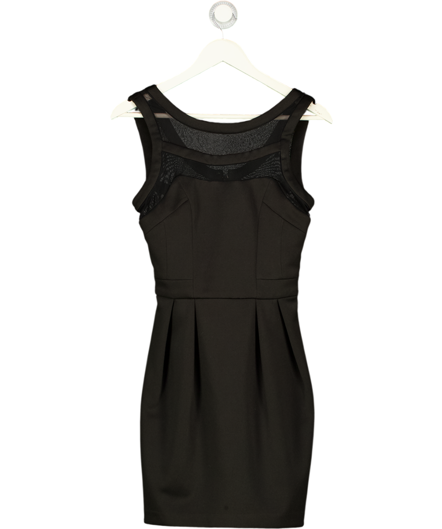 Warehouse Black Scuba Mesh Detail Ini Dress UK 8