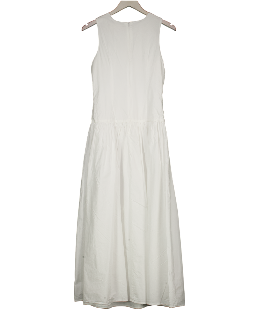 4th & Reckless White Ruched Cotton Drop Waist Maxi Dress UK 8