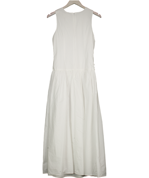 4th & Reckless White Ruched Cotton Drop Waist Maxi Dress UK 8