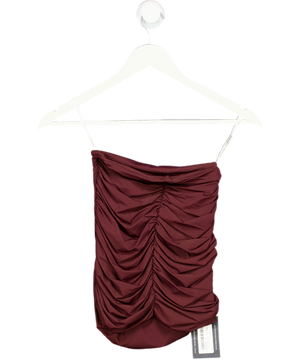 MAYGEL CORONEL Burgundy Red Stretch Mesh Ruched Mini Skirt - Petite UK XS