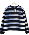 4th & Reckless Blue Cotton Rich Embroidered Logo Oversized Long T-shirt UK S