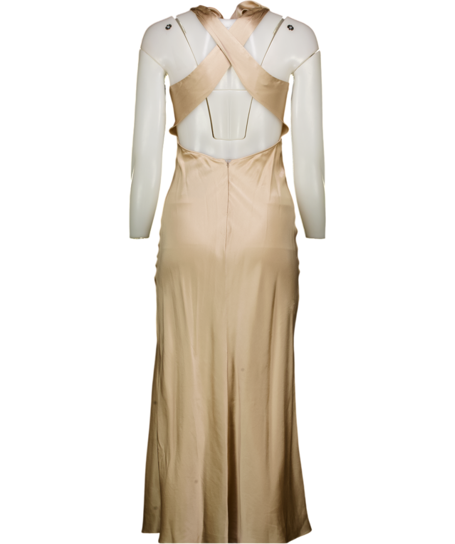 REFORMATION Beige Casette Silk Maxi Dress Sz0 UK 4