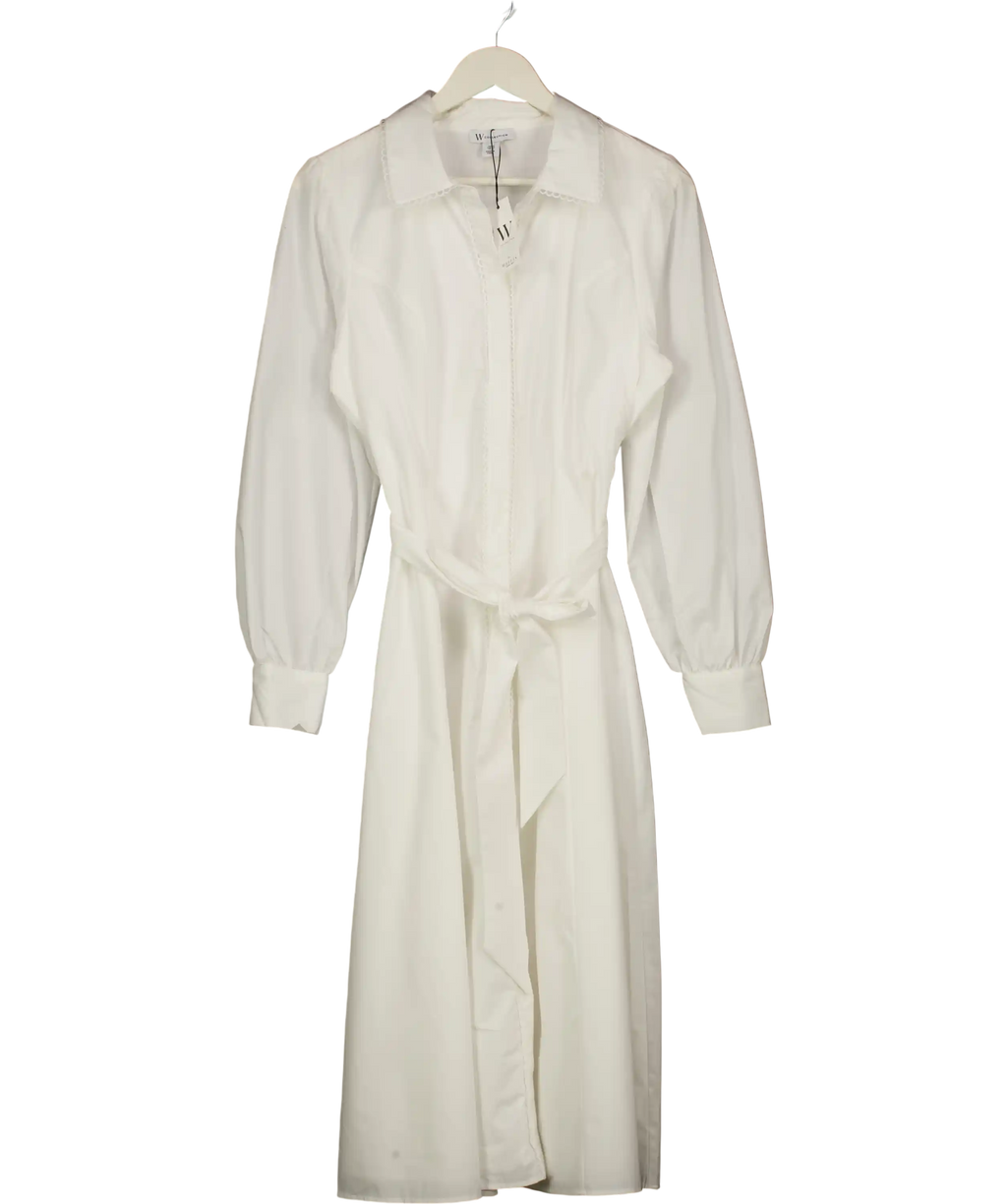 Wallis W Collection Ivory White  Cotton Lace Detail Shirt Dress UK 14