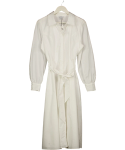 Wallis W Collection Ivory White  Cotton Lace Detail Shirt Dress UK 14