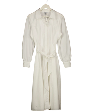 Wallis W Collection Ivory White  Cotton Lace Detail Shirt Dress UK 14
