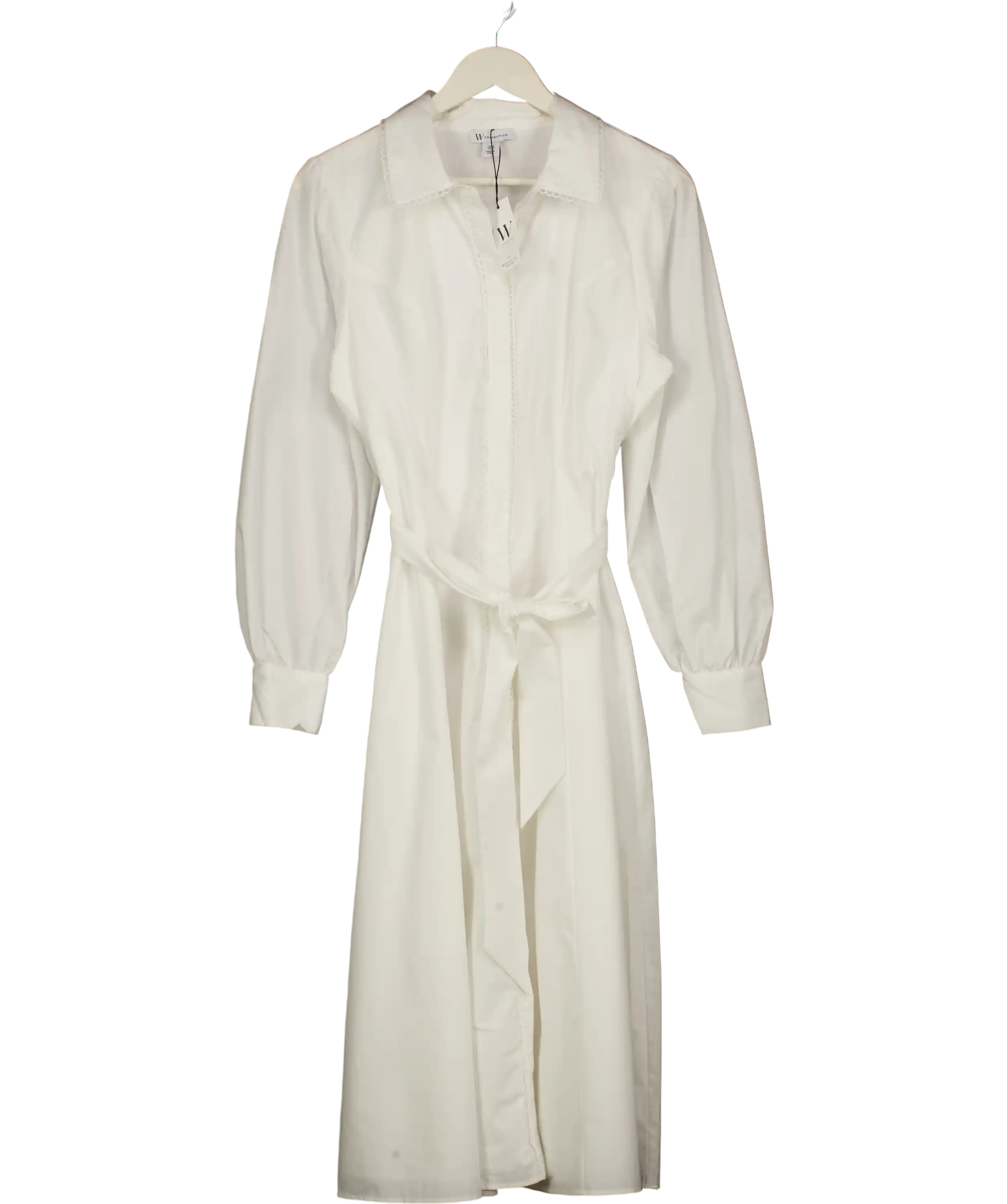 Wallis W Collection Ivory White  Cotton Lace Detail Shirt Dress UK 14