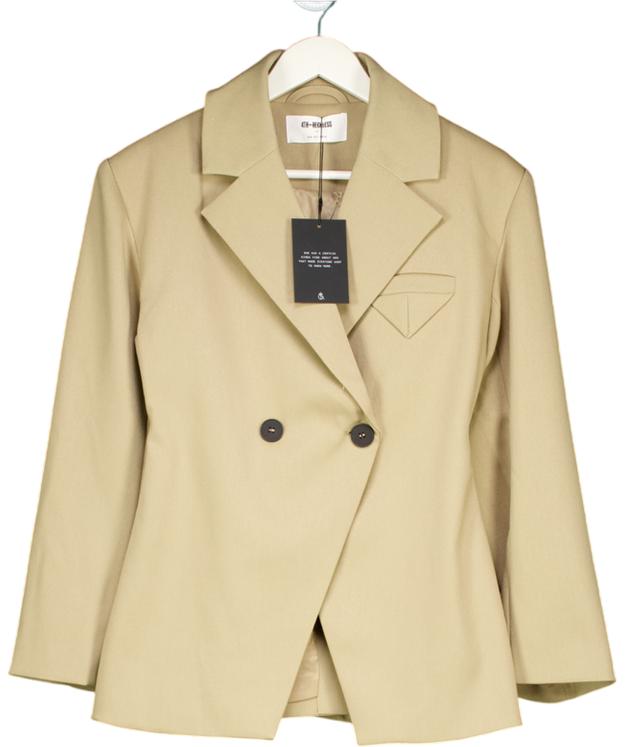 4th & Reckless Beige Reese Camel Cinched Waist Tailored Blazer UK 8