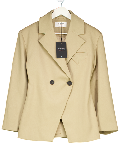 4th & Reckless Beige Reese Camel Cinched Waist Tailored Blazer UK 8