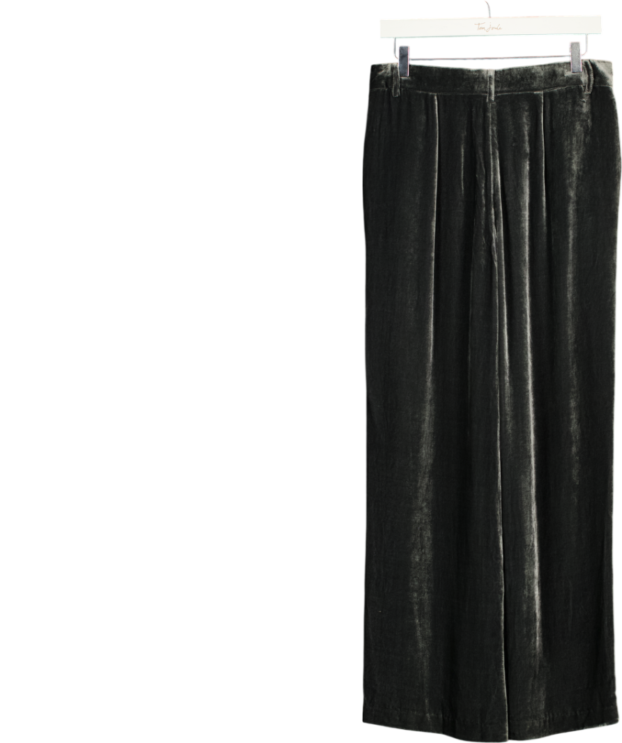 THE WHITE COMPANY Charcoal Grey Silk Velvet Fluid Wide Leg Trouser UK 10
