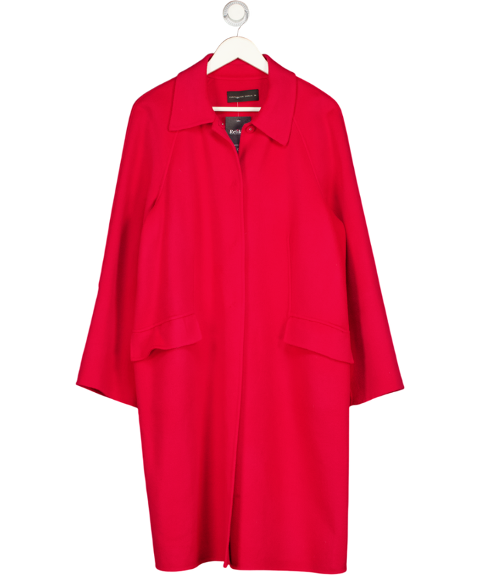 PURIFICACION Red Double Faced Wool Blend Coat Fr38 UK 10