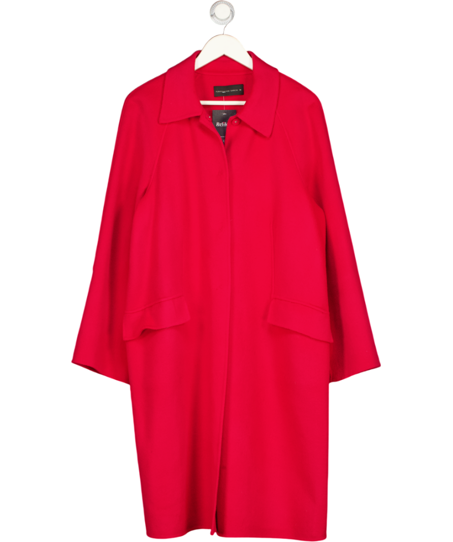 PURIFICACION Red Double Faced Wool Blend Coat Fr38 UK 10