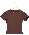 Lounge Brown Waffle Baby Tee UK XS