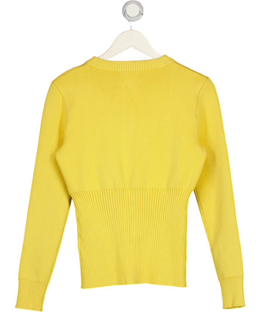 ALIGNE Butter Yellow Ruby Ribbed Knitted Cardigan UK S