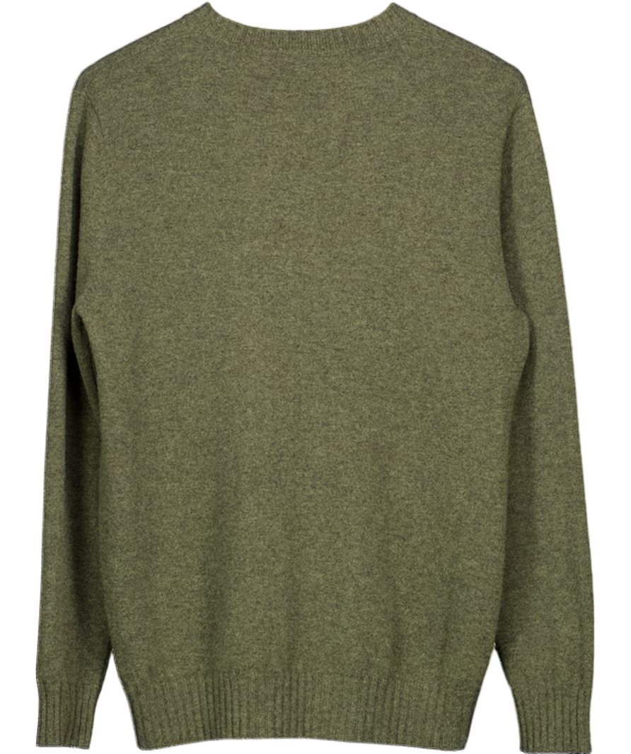 N. Peal Moss Green Round Neck Cashmere Jumper UK M