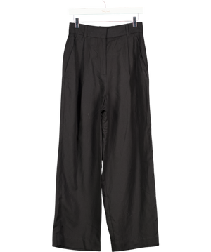 COS Black Relaxed Linen-blend Wide-leg Trousers UK 6
