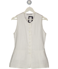 Faithful The Brand White 100% Linen Long Waistcoat Top UK 8