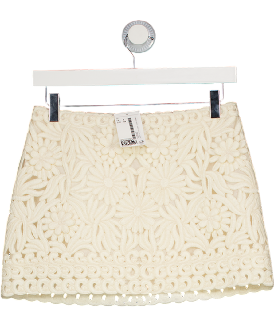 H&M Cream Floral Mini Skirt UK 6