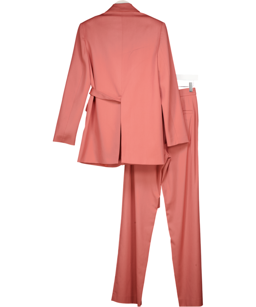 Karen Millen Dusty Pink Soft Tie Detail Tailored Blazer And Wide Leg Trousers UK 6