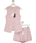 ENDLESS ROSE Pink 2-piece Pink/white Check Tweed Waistcoat (uk S) & Shorts (uk Xs)  Set UK XS/S