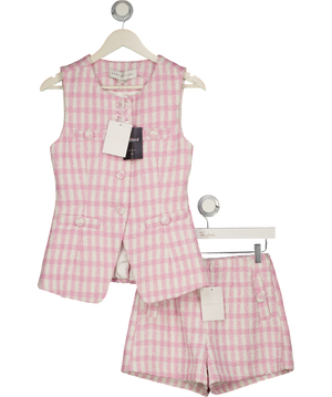 ENDLESS ROSE Pink 2-piece Pink/white Check Tweed Waistcoat (uk S) & Shorts (uk Xs)  Set UK XS/S