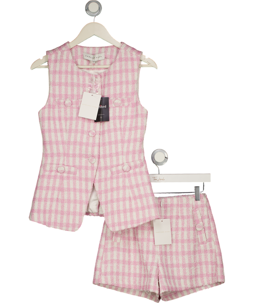 ENDLESS ROSE Pink 2-piece Pink/white Check Tweed Waistcoat (uk S) & Shorts (uk Xs)  Set UK XS/S