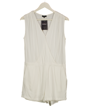 BARDOT White 100% Viscose Wrap Front Playsuit UK 12