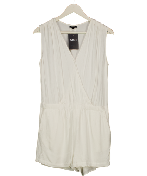 BARDOT White 100% Viscose Wrap Front Playsuit UK 12