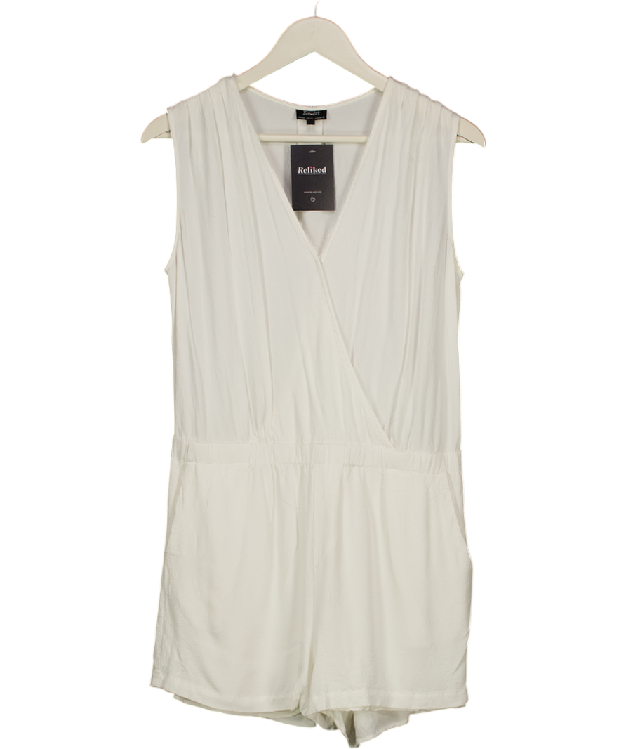 BARDOT White 100% Viscose Wrap Front Playsuit UK 12