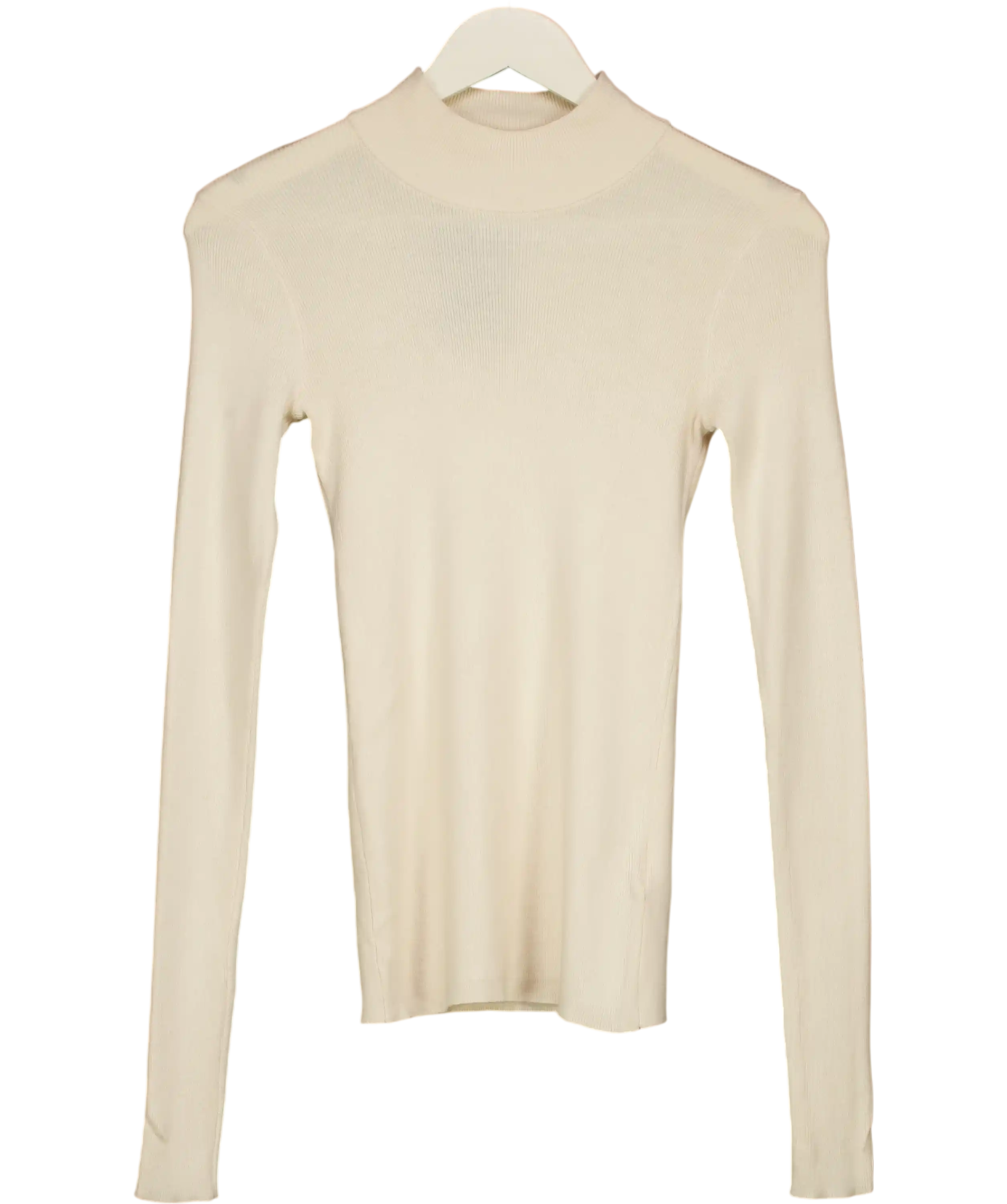 NA-KD Beige Ribbed Polo Knitted Sweater UK XS