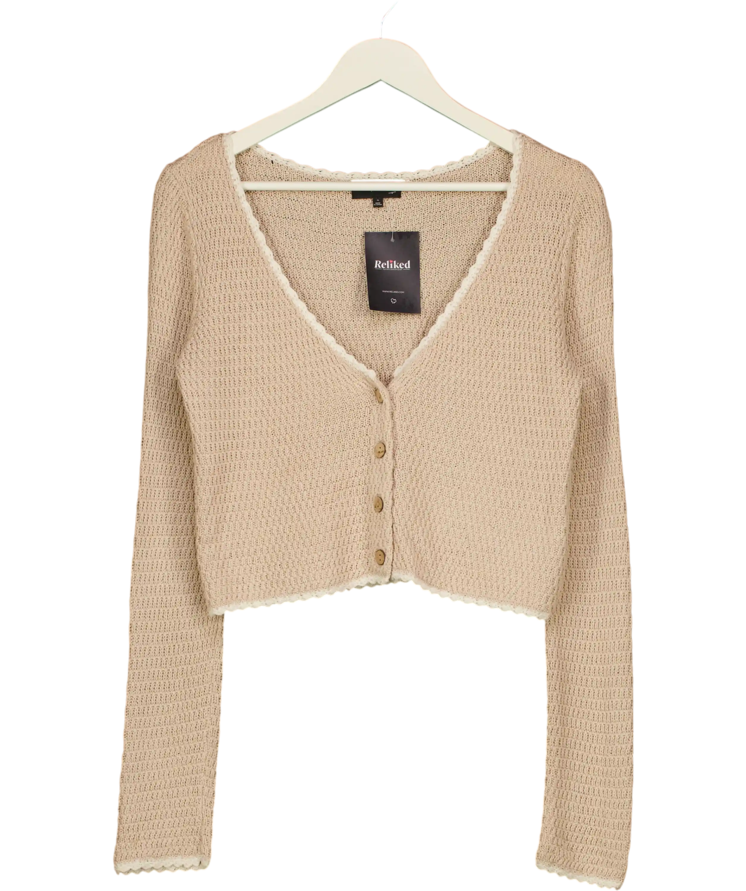 Majorelle Devani Crochet Cardigan In Sand Beige UK XS